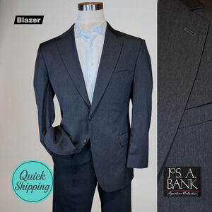 Jos A Bank Signature 42R Solid Charcoal Gray Twill Blazer Sport Coat Suit Jacket